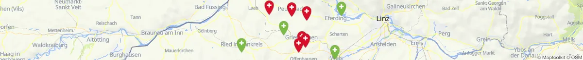 Kartenansicht für Apotheken-Notdienste in der Nähe von Pötting (Grieskirchen, Oberösterreich)